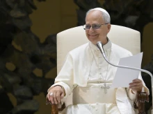 Pope Leo XIV smiles during his Wednesday general audience on Aug. 13, 2025, in the Paul VI Audience Hall at the Vatican.